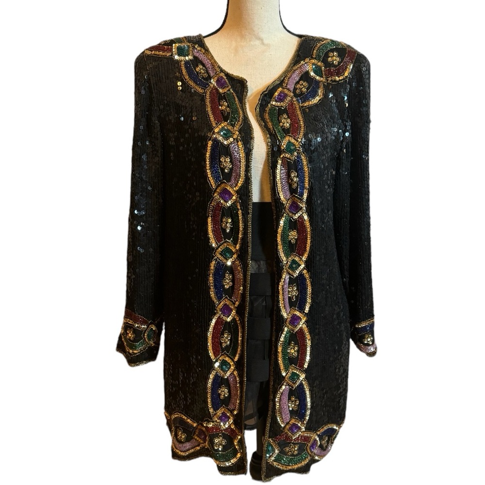 Mob Wife Silk and Sequin Jacket Blazer Vintage